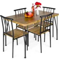 Best Choice Products 5-Piece Indoor Modern Metal Wood Rectangular Dining Table Furniture Set W/ 4 Chairs -Best Choice Products GUEST 5d9a4513 6ee1 47f4 8673 bd00adcf937d
