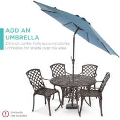 Best Choice Products 5-Piece All-Weather Cast Aluminum Patio Dining Set W/ Chairs, Umbrella Hole, Lattice Weave Design -Best Choice Products GUEST 5f6e2edb 6621 45ed b12e 741fd9f98473