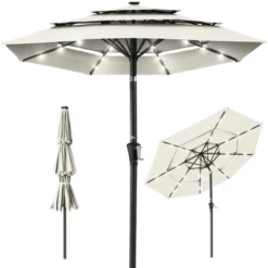 Best Choice Products 10ft 3-Tier Solar Patio Umbrella W/ 24 LED Lights, Tilt Adjustment, Easy Crank -Best Choice Products GUEST 60517f1a 723c 4d21 b153 142e6d7369ec