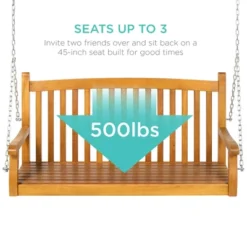 Best Choice Products 48in Wooden Curved Back Hanging Porch Swing Bench For Patio, Deck W/ Mounting Chains -Best Choice Products GUEST 6082d786 244b 45d3 9af3 f92569b7ae75