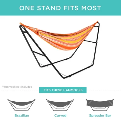 Best Choice Products Outdoor Adjustable Steel Hammock Stand For 9-14ft Hammocks W/ Hooks, Carrying Bag, 450lb Capacity 1 Best Choice Products Outdoor Adjustable Steel Hammock Stand For 9-14ft Hammocks W/ Hooks, Carrying Bag, 450lb Capacity