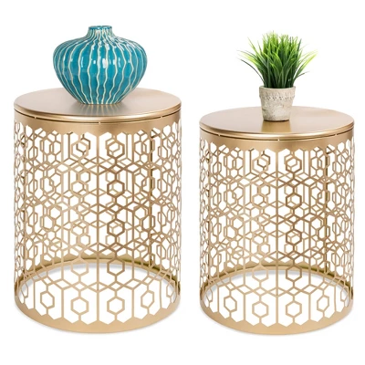 Best Choice Products Set Of 2 Decorative Nesting Round Patterned Accent Side Coffee End Table Nightstands 7 Best Choice Products Set Of 2 Decorative Nesting Round Patterned Accent Side Coffee End Table Nightstands - Image 7