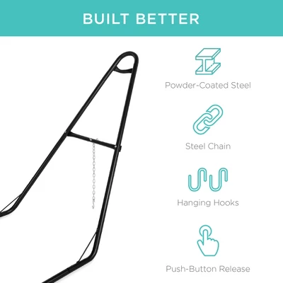 Best Choice Products Outdoor Adjustable Steel Hammock Stand For 9-14ft Hammocks W/ Hooks, Carrying Bag, 450lb Capacity 2 Best Choice Products Outdoor Adjustable Steel Hammock Stand For 9-14ft Hammocks W/ Hooks, Carrying Bag, 450lb Capacity - Image 2
