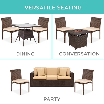 Best Choice Products Set Of 4 Stackable Outdoor Patio Wicker Chairs W/ Cushions, UV-Resistant Finish 2 Best Choice Products Set Of 4 Stackable Outdoor Patio Wicker Chairs W/ Cushions, UV-Resistant Finish - Image 2