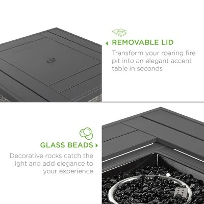 Best Choice Products 32in Fire Pit Table 50,000 BTU Outdoor Wicker Patio W/ Wind Guard, Glass Beads, Cover 3 Best Choice Products 32in Fire Pit Table 50,000 BTU Outdoor Wicker Patio W/ Wind Guard, Glass Beads, Cover - Image 3