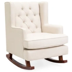Best Choice Products Rocking Accent Chair, Tufted Upholstered Wingback For Home, Nursery W/ Wood Frame -Best Choice Products GUEST 697df558 3b4c 4d50 9022 aaf5d8343fad