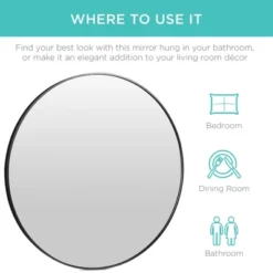 Best Choice Products 36in Framed Round Bathroom Vanity Wall Mirror W/ Anti-Blast Film -Best Choice Products GUEST 6ab5c712 3cb5 4c39 90ac 24a960a90860