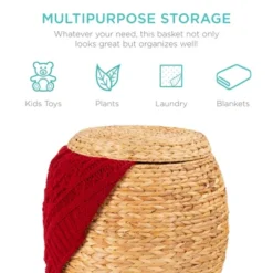 Best Choice Products Vintage Multipurpose Hyacinth Storage Organizer Tote Basket W/ Lid -Best Choice Products GUEST 6b768c05 daf9 4588 bd62 5e72c4e6dbac