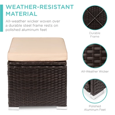 Best Choice Products Set Of 2 Wicker Ottomans, Multipurpose Furniture W/ Removable Cushions, Steel Frame 2 Best Choice Products Set Of 2 Wicker Ottomans, Multipurpose Furniture W/ Removable Cushions, Steel Frame - Image 2