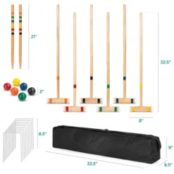 Best Choice Products 6-Player 32in Wood Croquet Set W/ 6 Mallets, 6 Balls, Wickets, Stakes, Carrying Bag - Multicolor -Best Choice Products GUEST 6dafdf53 11bb 4ea2 9384 0b1715d0f7d3