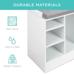 Best Choice Products 46in Shoe Storage Organization Rack Bench For Entryway, Bedroom W/ Padded Seat, 10 Cubbies - White -Best Choice Products GUEST 6ed323a9 0a2f 4d3f 8c15 e2ab26a37702
