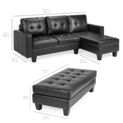 Best Choice Products 3-Seat L-Shape Tufted Faux Leather Sectional Sofa Couch Set W/ Chaise Lounge, Ottoman Bench -Best Choice Products GUEST 6f7c42f2 e37e 41a8 aa62 7832f87ad1e8