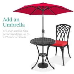 Best Choice Products 3-Piece Aluminum Patio Bistro Set W/ Umbrella Hole, 2 Chairs, Polyester Cushions - Black/Red -Best Choice Products GUEST 6fa7adc1 c6e6 4ea9 8b58 b36bdd37f92f