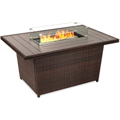 Best Choice Products 52in Wicker Propane Gas Fire Pit Table 50,000 BTU W/ Glass Wind Guard, Tank Holder, Cover 7 Best Choice Products 52in Wicker Propane Gas Fire Pit Table 50,000 BTU W/ Glass Wind Guard, Tank Holder, Cover - Image 7