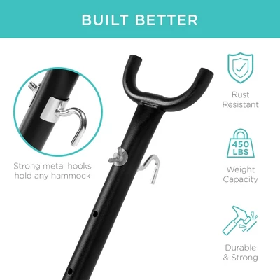 Best Choice Products 9ft Portable Heavy-Duty Steel Hammock Stand W/ Built-In Wheel, Case, Weather-Resistant Finish 2 Best Choice Products 9ft Portable Heavy-Duty Steel Hammock Stand W/ Built-In Wheel, Case, Weather-Resistant Finish - Image 2