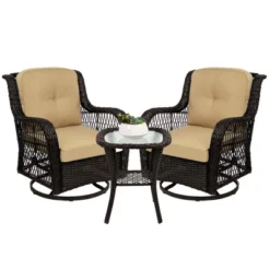 Best Choice Products 3-Piece Patio Wicker Bistro Furniture Set W/ 2 Cushioned Swivel Rocking Chairs, Side Table -Best Choice Products GUEST 75b345cd c672 49e7 b9cb 87bbed49d094