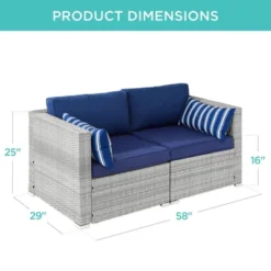 Best Choice Products 2-Person Outdoor Patio Loveseat Wicker Sofa Couch Furniture Set W/ 2 Accent Pillows - Gray/Navy -Best Choice Products GUEST 786ca667 961d 4ede 9ca5 a1e8396d3849