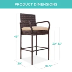 Best Choice Products Set Of 2 Wicker Bar Stools W/ Cushion, Footrests, Armrests For Patio, Pool, Deck 13 Best Choice Products Set Of 2 Wicker Bar Stools W/ Cushion, Footrests, Armrests For Patio, Pool, Deck -Best Choice Products GUEST 7936ab0e 85e4 4f46 94ec 83b4214ab69f