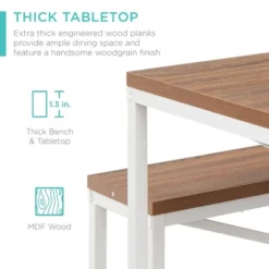 Best Choice Products 45.5in 3-Piece Bench Style Dining Furniture Set, 4-Person Dinette W/ 2 Benches, Table -Best Choice Products GUEST 79da1370 ef57 40de acbf b6bb19c78cf0