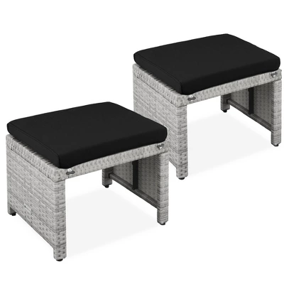Best Choice Products Set Of 2 Multipurpose Patio Wicker Ottomans W/ Removable Cushions, Steel Frame 8 Best Choice Products Set Of 2 Multipurpose Patio Wicker Ottomans W/ Removable Cushions, Steel Frame - Image 8