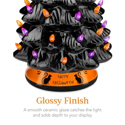 Best Choice Products 15in Pre-Lit Ceramic Tabletop Halloween Tree, Holiday Decoration W/ Orange & Purple Bulb Lights 3 Best Choice Products 15in Pre-Lit Ceramic Tabletop Halloween Tree, Holiday Decoration W/ Orange & Purple Bulb Lights - Image 3