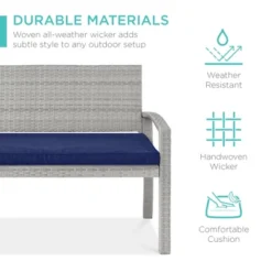 Best Choice Products 2-Person Outdoor Wicker Bench Garden Patio Porch Furniture W/ 700lb Capacity, Cushion -Best Choice Products GUEST 8140ed69 22e8 4eb0 95f2 37b82beed0cd