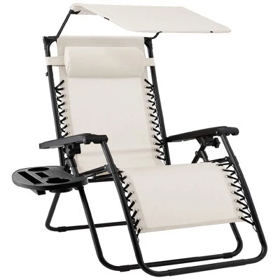 Best Choice Products Folding Zero Gravity Recliner Patio Lounge Chair W/ Canopy Shade, Headrest, Tray 19 Best Choice Products Folding Zero Gravity Recliner Patio Lounge Chair W/ Canopy Shade, Headrest, Tray - Image 19