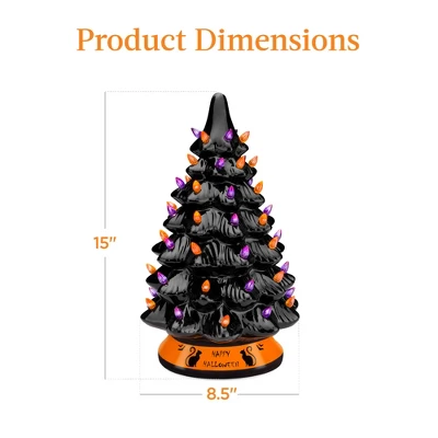 Best Choice Products 15in Pre-Lit Ceramic Tabletop Halloween Tree, Holiday Decoration W/ Orange & Purple Bulb Lights 6 Best Choice Products 15in Pre-Lit Ceramic Tabletop Halloween Tree, Holiday Decoration W/ Orange & Purple Bulb Lights - Image 6