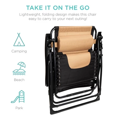 Best Choice Products Oversized Padded Zero Gravity Chair, Folding Outdoor Patio Recliner W/ Headrest, Side Tray 3 Best Choice Products Oversized Padded Zero Gravity Chair, Folding Outdoor Patio Recliner W/ Headrest, Side Tray - Image 3