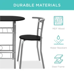 Best Choice Products 3-Piece Wood Dining Room Round Table & Chairs Set W/ Steel Frame, Built-In Wine Rack -Best Choice Products GUEST 8787d5f1 4cff 4281 aa5c 34e847ae1b28