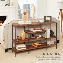 Best Choice Products 55in Industrial 4-Tier Console Table W/ Tall Shelves, Metal Frame -Best Choice Products GUEST 8a5d65a5 59be 4ae8 b9a1 57d3618089a6