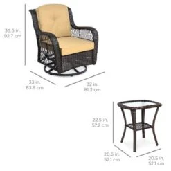 Best Choice Products 3-Piece Patio Wicker Bistro Furniture Set W/ 2 Cushioned Swivel Rocking Chairs, Side Table -Best Choice Products GUEST 8b4c6be9 2dd7 402a a2e2 378019637e76