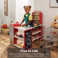 Best Choice Products Kids Pretend Play Grocery Store Wooden Supermarket Set W/ Chalkboard, Cash Register -Best Choice Products GUEST 8bbeb8f2 d3e3 47e0 af43 af94d2a8ee16