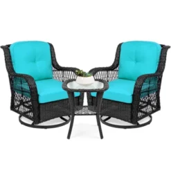 Best Choice Products 3-Piece Patio Wicker Bistro Furniture Set W/ 2 Cushioned Swivel Rocking Chairs, Side Table -Best Choice Products GUEST 8f33b615 b9f6 4272 8251 e24e2de3929d