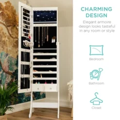 Best Choice Products 6-Tier Standing Mirror Lockable Storage Organizer Cabinet Armoire W/ LED Lights -Best Choice Products GUEST 8f8ec242 b1e6 4edc 95dc 50c3a5496937