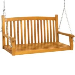 Best Choice Products 48in Wooden Curved Back Hanging Porch Swing Bench For Patio, Deck W/ Mounting Chains -Best Choice Products GUEST 8fe933b3 61b4 4a13 bee6 f4a10e0a3b33