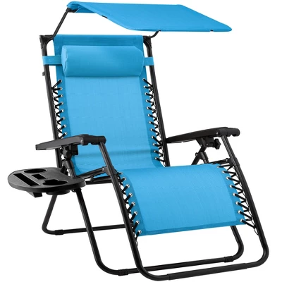 Best Choice Products Folding Zero Gravity Recliner Patio Lounge Chair W/ Canopy Shade, Headrest, Tray 12 Best Choice Products Folding Zero Gravity Recliner Patio Lounge Chair W/ Canopy Shade, Headrest, Tray - Image 12