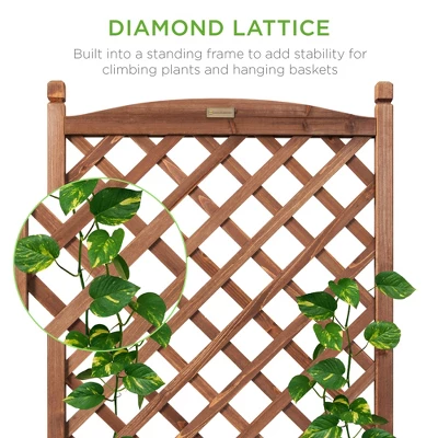 Best Choice Products 60in Mobile Wood Planter Box & Diamond Lattice Trellis, W/ Drainage Holes, Optional Wheels - Walnut 1 Best Choice Products 60in Mobile Wood Planter Box & Diamond Lattice Trellis, W/ Drainage Holes, Optional Wheels - Walnut