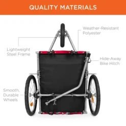 Best Choice Products 2-in-1 Dog Bike Trailer, Pet Stroller Bicycle Carrier W/ Hitch, Brakes, Visibility Flag, Reflector -Best Choice Products GUEST 9c774e58 18f5 4140 8aef 46a986a27bf2