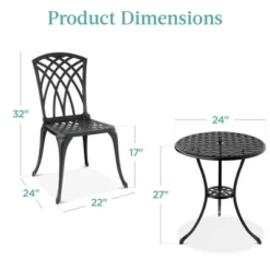Best Choice Products 3-Piece Aluminum Patio Bistro Set W/ Umbrella Hole, 2 Chairs, Polyester Cushions - Black/Red -Best Choice Products GUEST 9e14ba8d 9e63 4b65 b229 1be9cb3c4ef0