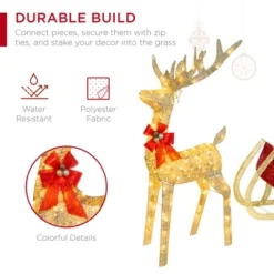 Best Choice Products Lighted Christmas 4ft Reindeer & Sleigh Outdoor Yard Decoration Set W/ 205 LED Lights, Stakes -Best Choice Products GUEST a05daa7e 9885 4ada a571 d415ea7cc5f1