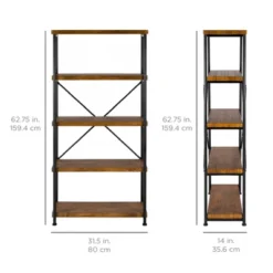 Best Choice Products 5-Tier Rustic Industrial Bookshelf Display Décor Accent W/ Metal Frame, Wood Shelves -Best Choice Products GUEST a0deebde 1999 4879 963a d815b9812d85
