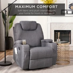 Best Choice Products Executive Swivel Massage Recliner Chair W/ Remote Control, 5 Modes, 2 Cup Holders - Gray -Best Choice Products GUEST a26fac0c 9ae9 48af 9a67 040dbc8b1bf3