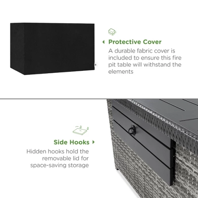 Best Choice Products 52in Wicker Propane Gas Fire Pit Table 50,000 BTU W/ Glass Wind Guard, Tank Holder, Cover 3 Best Choice Products 52in Wicker Propane Gas Fire Pit Table 50,000 BTU W/ Glass Wind Guard, Tank Holder, Cover - Image 3