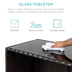 Best Choice Products 3-Piece All-Weather Wicker Bar Table Set For Patio, Backyard W/ 2 Stools, Glass Tabletop - Brown -Best Choice Products GUEST ad8f0cdc bd88 4437 a217 901692e0f707