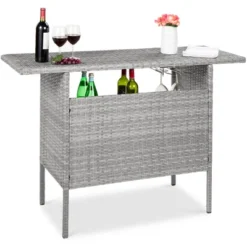 Best Choice Products Outdoor Patio Wicker Bar Counter Table W/ 2 Steel Shelves, 2 Sets Of Rails -Best Choice Products GUEST aede1aad 1759 464e 9584 6fce486ed0fe