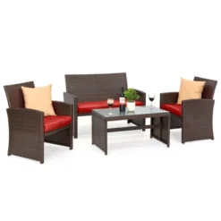 Best Choice Products 4-Piece Outdoor Wicker Patio Conversation Furniture Set W/ Coffee Table, Cushions -Best Choice Products GUEST af1370ae 0af1 4cae a910 03c1aa0a6379
