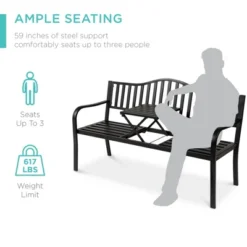 Best Choice Products Outdoor Garden Steel Patio Porch Bench With Pullout Middle Table W/ Weather-Resistant Frame - Black -Best Choice Products GUEST b30ac3c0 62a1 4ae3 9dcf 7589c38494b5