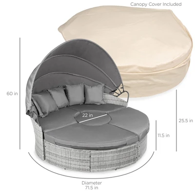 Best Choice Products 5-Piece Modular Patio Wicker Daybed Sectional W/ Adjustable Seats, Retractable Canopy 6 Best Choice Products 5-Piece Modular Patio Wicker Daybed Sectional W/ Adjustable Seats, Retractable Canopy - Image 6