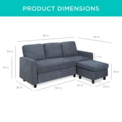 Best Choice Products Upholstered Sectional Sofa Couch W/ Chaise Lounge, 3-Seat Design, Ottoman Bench -Best Choice Products GUEST ba08c72e db83 466e 9718 36b8e681ee3a